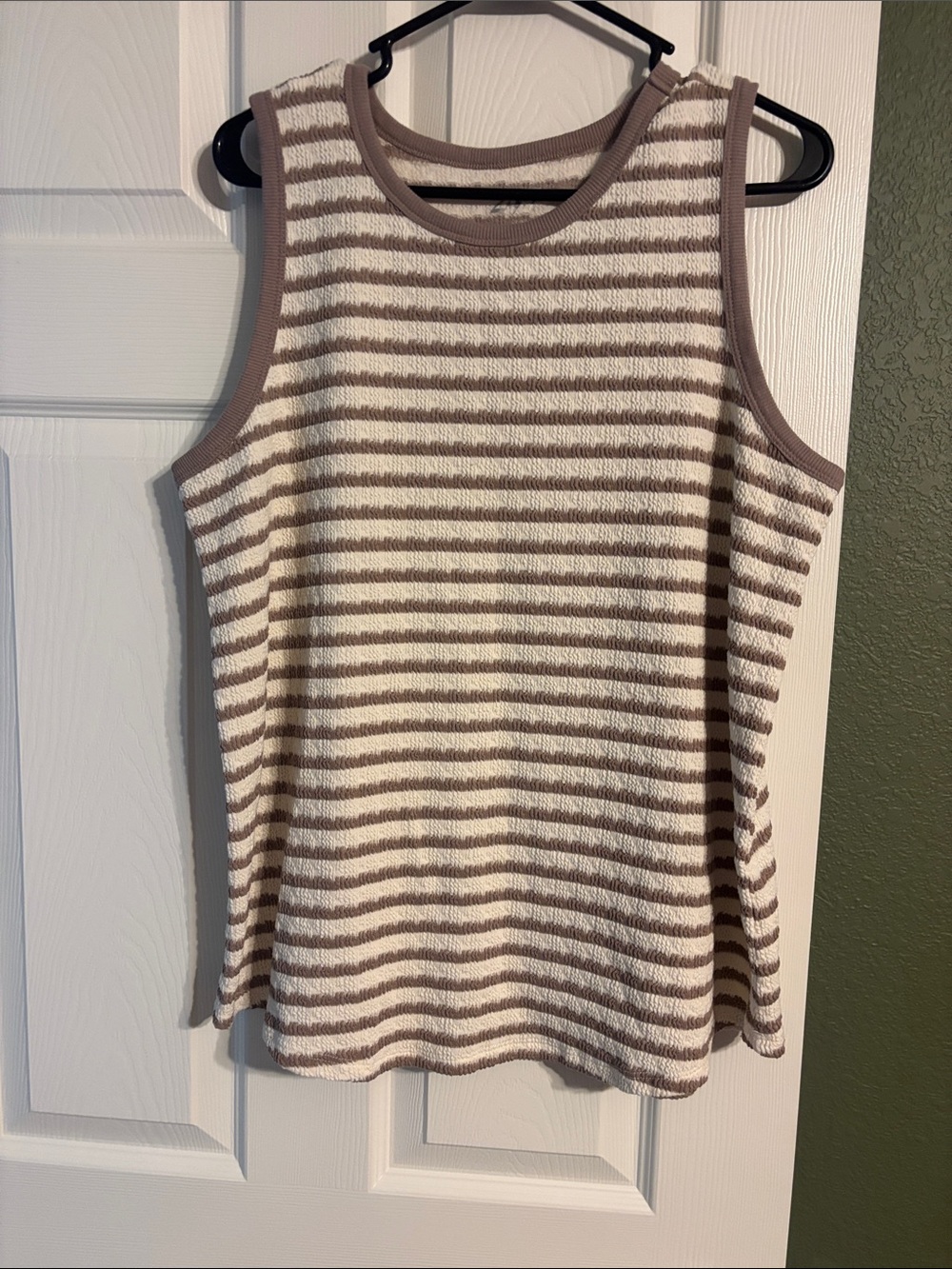 Striped Sleeveless Tank Top in Cream & Taupe